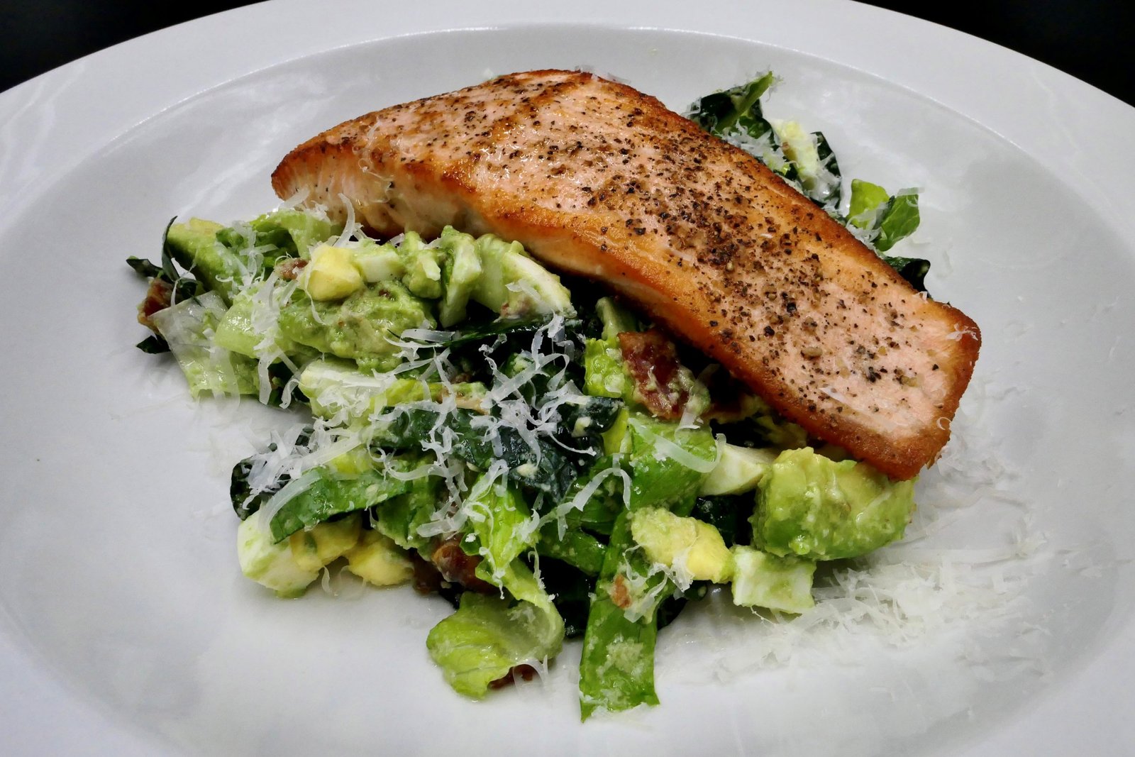 Blackened Salmon Caesar Salad.