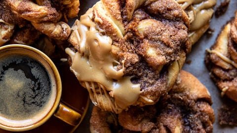 Cinnamon Knots with Coffee Icing.